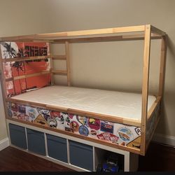 Twin Bed Package Deal – IKEA KURA Bed + Mattress + Topper + Bonus Graphics – $350