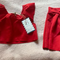 Red Top And Skirt
