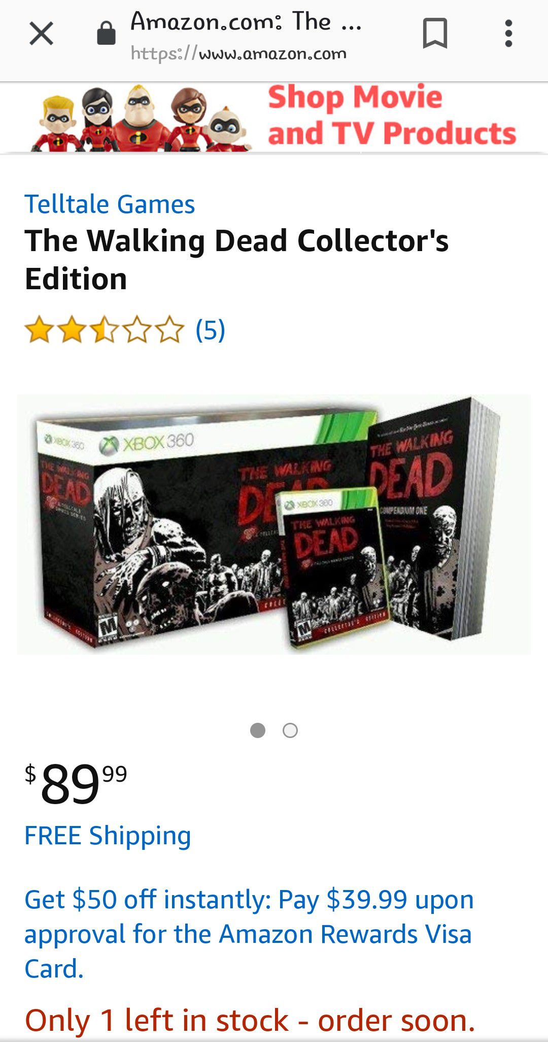 The Walking Dead collector's edition for Xbox 360
