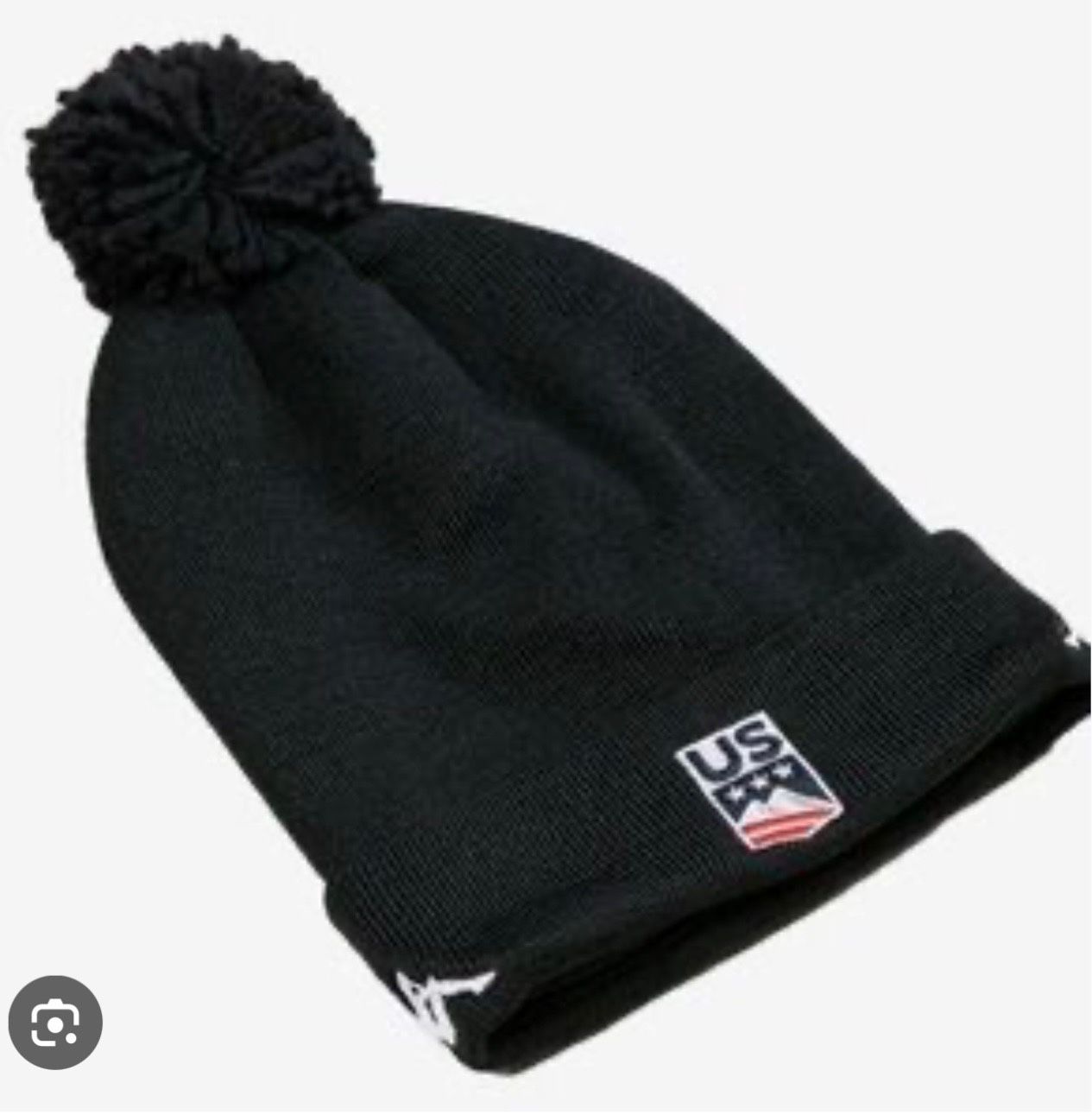 BRAND NEW IN FACTORY BAG Kappa 6Cento Flock 3 Team US Ski & Snowboard Black Pom Beanie Hat Fleece Lined Folded Cuffed Cap