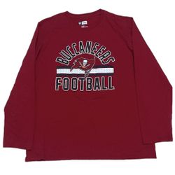 NFL Team Apparel Tampa Bay Buccaneers Men’s Large Red Football Graphic Tee T-Shirt
