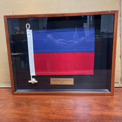 Wood Framed Shadow box International Signal Flag “E”