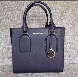 Michael Kors Selby Leather Messenger Satchel Navy