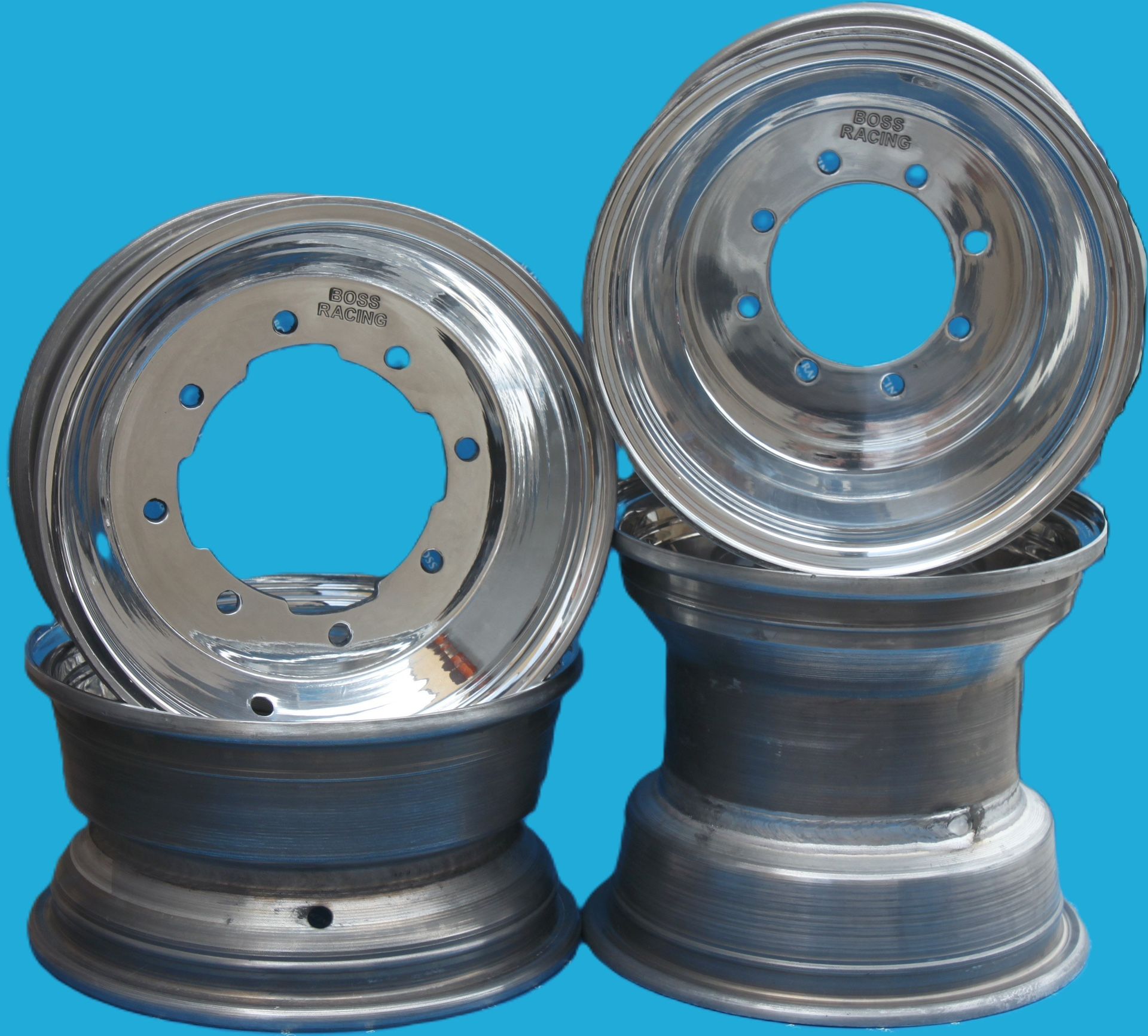 Boss ATV Racing Polished Wheels 9x8 Rear 10x5front Yamaha Honda Suzuki Kawasaki