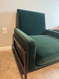 Mid-Century Modern Green Velvet Accent Chair