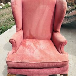 Vintage Pink Wing Back Chair 70’s-80’s Era 
