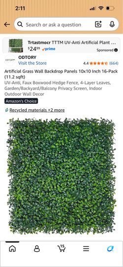 ODTORY Faux Boxwood Hedge Wall Panels 16-Pack