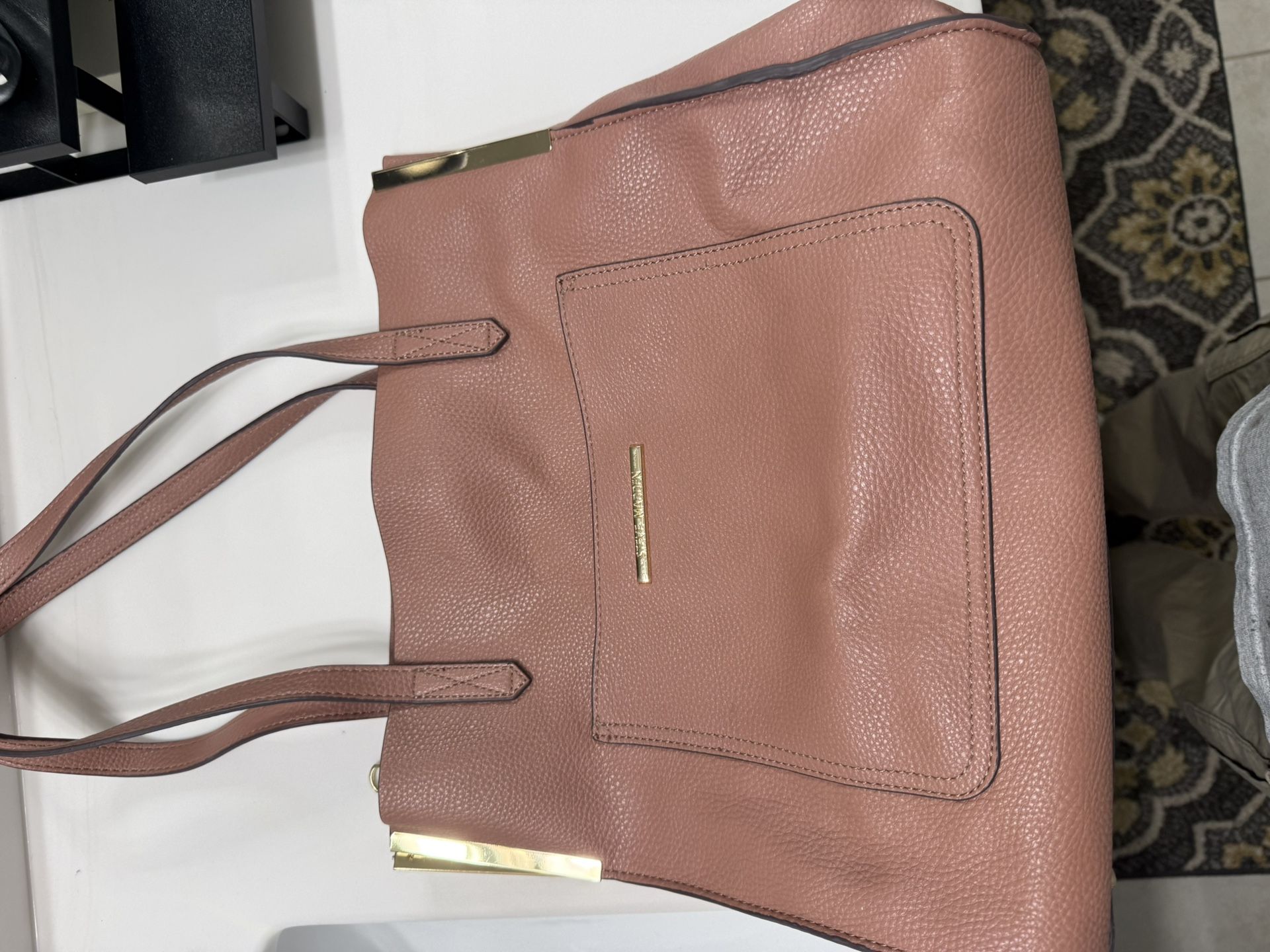 Pink Leather Tote Bag