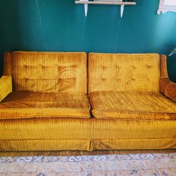 Orange Velvet Vintage Couch