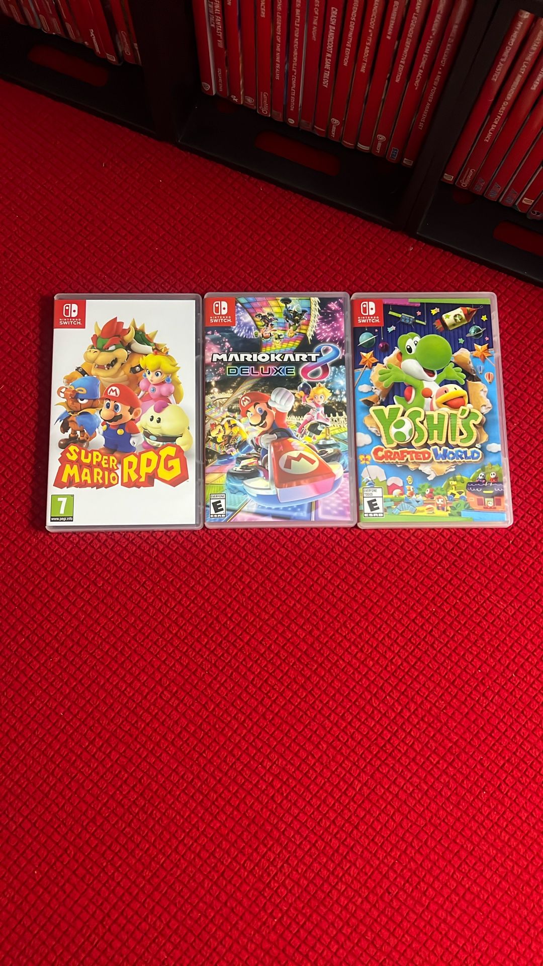 Nintendo Switch Games. Super Mario RPG, Mario Kart 8, Yoshis Crafted World 