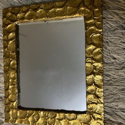 Custom made Funky up cycled Gold framed mirror 