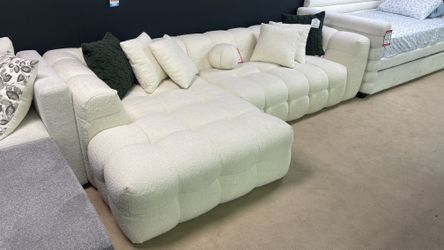 Brooklyn Ivory Boucle LAF Chaise Sectional /Comfy Sectional Sofá Cómodo