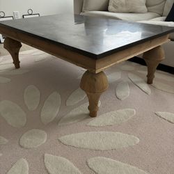 Solid Stone Coffee Table – Heavy – Real Stone Top & Wood Base