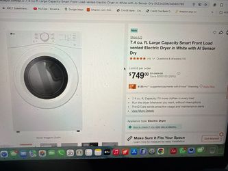 LG 7.4 cu. ft. Large Capacity Smart Front Load Electric Dryer in White