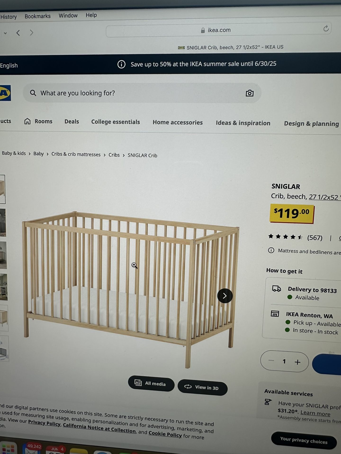 Baby/toddler Crib And Mattress