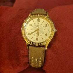 Vintage JBK Collection by Camrose & Kross;  Jacqueline Kennedy Gold & Tan Woven Ladies Watch