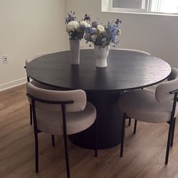 Black 52" Solid Oak Round Pedestal Table