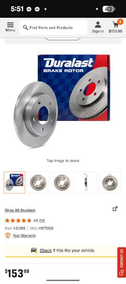 (2) Duralast Brake rotors (Rear)