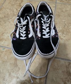 VANS 751505 Black Floral Womens Size 8 Lace Up Sneakers