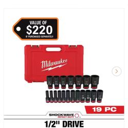 Milwaukee SHOCKWAVE 1/2 in. Drive SAE 6 Point Impact Socket Set (19-Piece $100