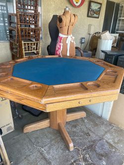 Oval Oak Wood Dining/ Poker Table