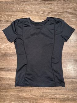 LOOVOO Women's Black Short Sleeve Crew Neck Stretch Activewear Tee S