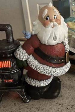 Vintage Ceramic Santa. Stove Light Up.