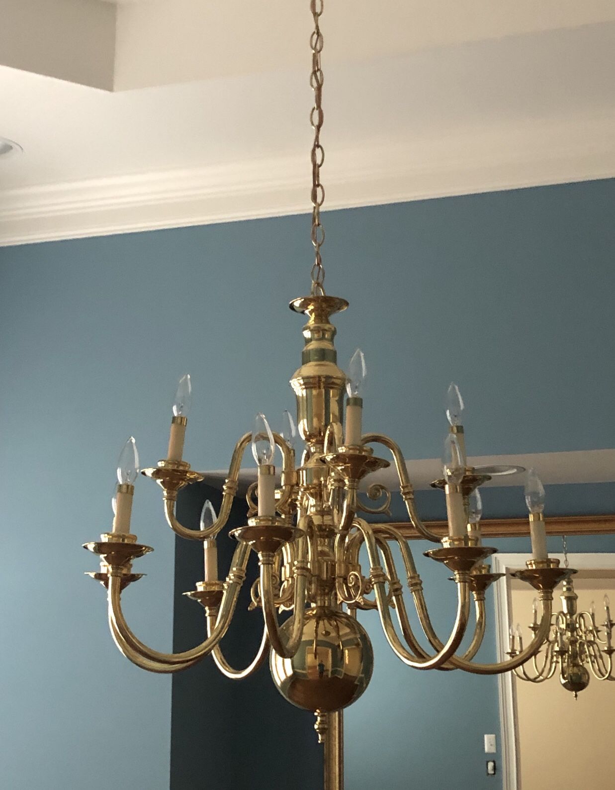 Large brass chandelier $80