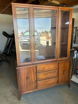Mid-Century Modern walnut china cabinet