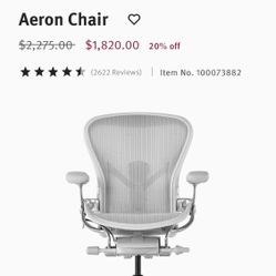 Herman Miller Aeron’s B Remastered Mineral Office Chairs Like New 