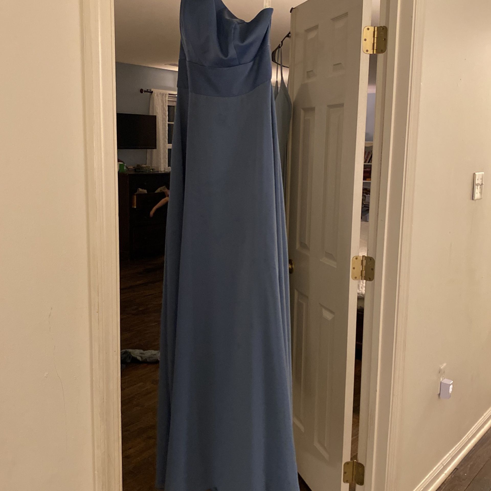 David Bridal Blue Gown Bridesmaid Dress