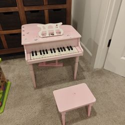 Toddler Pink Mini Piano And Chair