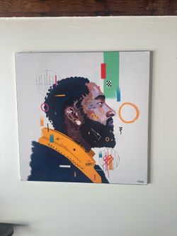 Nipsey Hussle Wall Art by Nuwarhol – 40” x 40” – Modern Framed Fabric Print