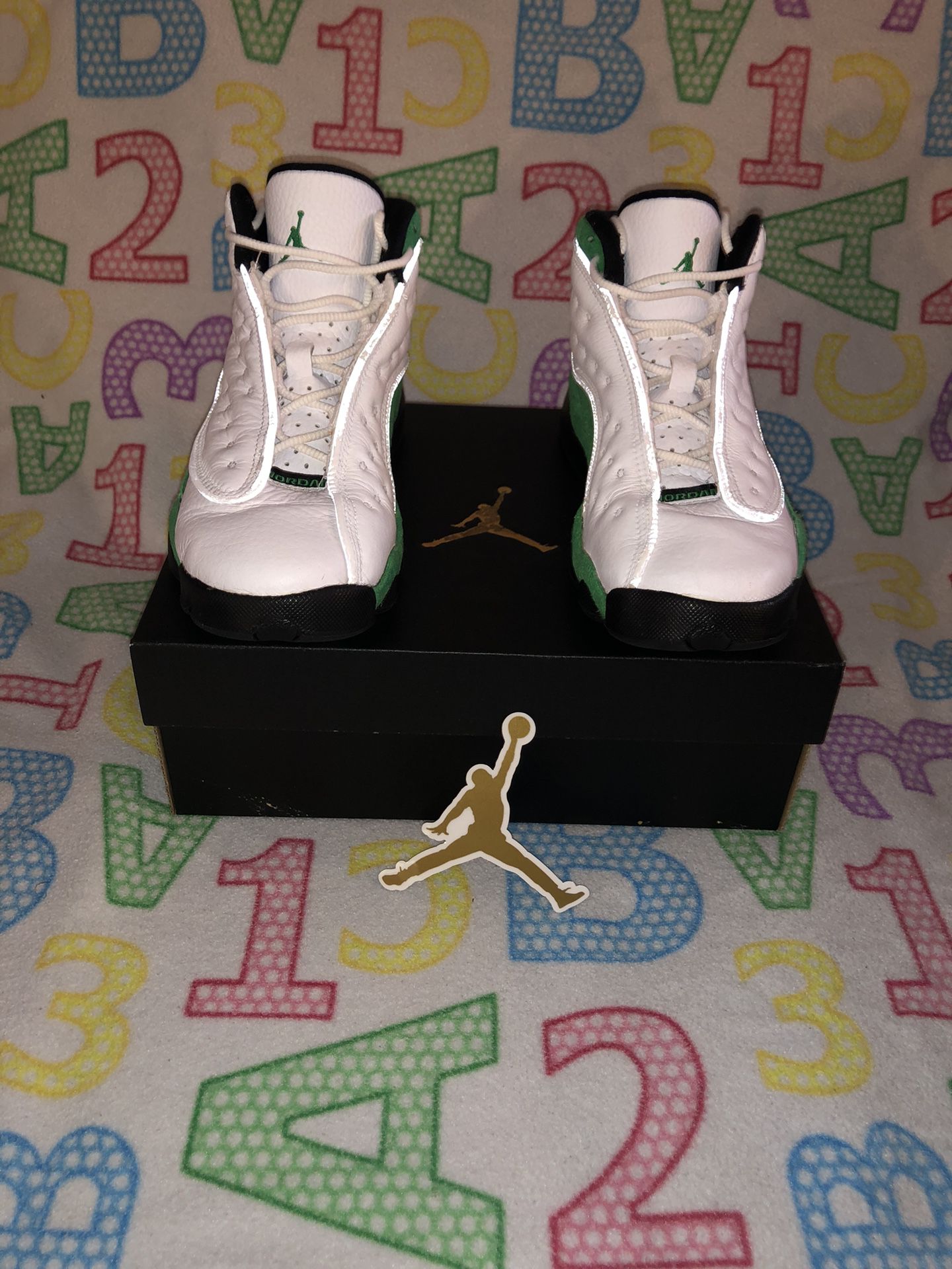 Green/White Jordan Retro 13 (GS) Size 4.5