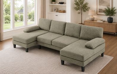 Ashley Furniture Khaki U-Shaped Sofa