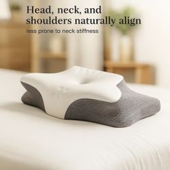 Cervical Memory Foam Pillow, Hollow Center & Breathable Ice-Fiber  