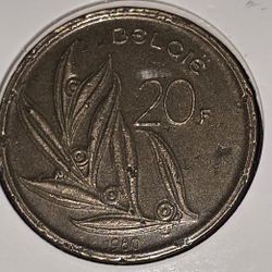 1980 Belgium 20 Franc Coin