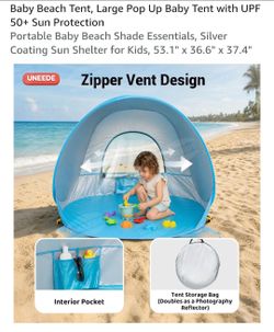 UNEEDE Large Pop Up Baby Beach Tent