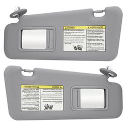 Gray Driver Left + Passenger Right Side Sun Visor Replacement Compatible with 2008 2009 2010 2012 2013 Toyota Highlander Replace 740-B0 74320-