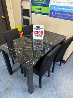 BEAUTIFUL DINING TABLE + CHAIRS – Take Home Today!