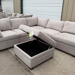 6 PIECE MODULAR SECTIONAL WITH STORAGE OTTOMAN 