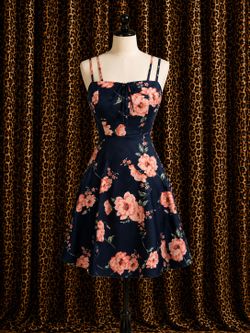 Cute NAVY BLUE WITH ROSES Summer Dress size Small