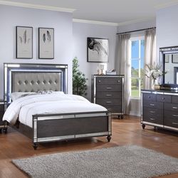 King / Queen Bedroom Set 5pc ( Bed, Dresser, Mirror, Chest, And Night Stand) - Delivery And Financing Available 