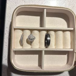 halo engagement ring + wedding band Set