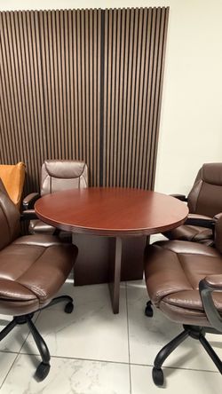Office set - round table + 4 office chairs
