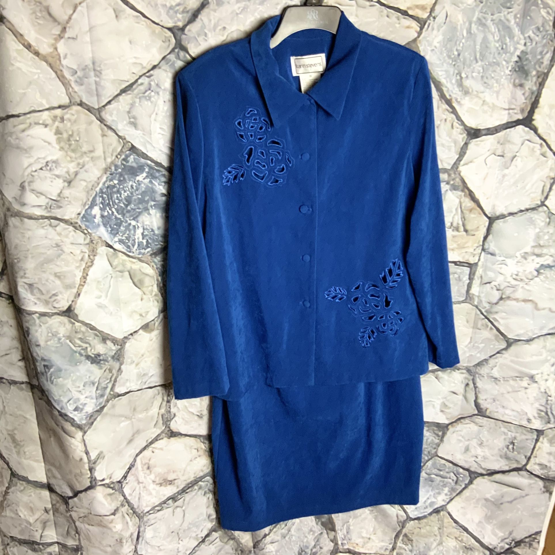 Karin Stevens Blue Tank Dress/Blazer Wm 18