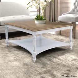 33.1 in. Square Solid Wood Top Coffee Table