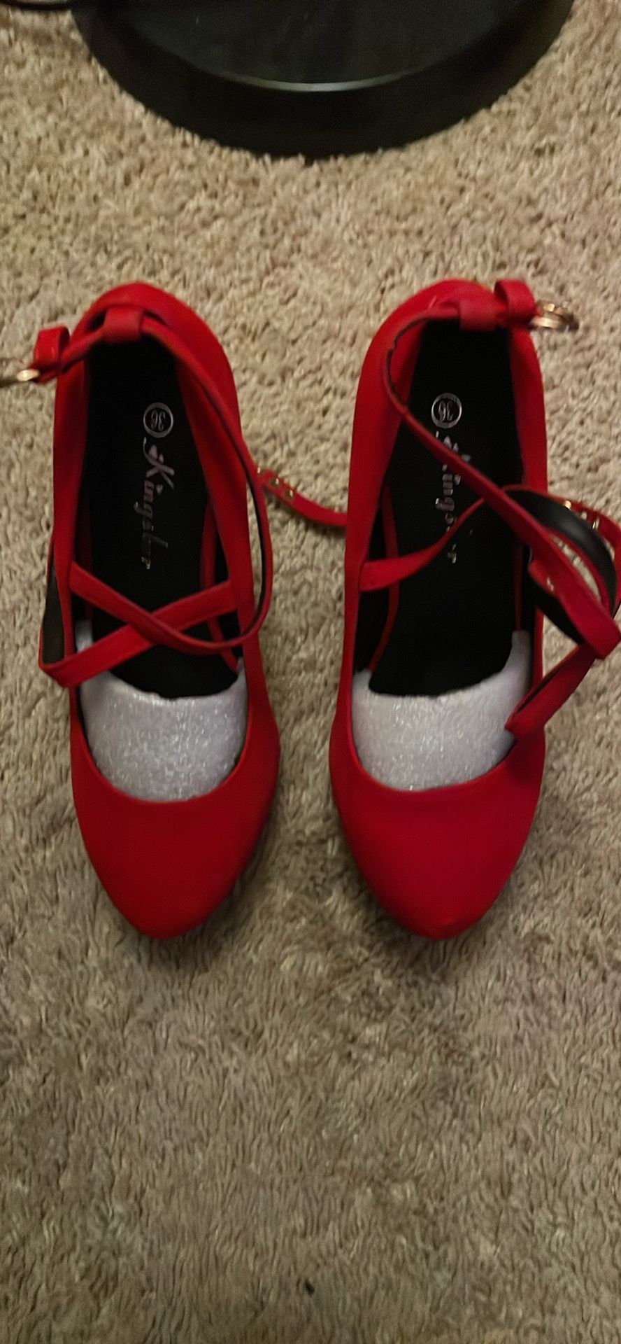 Red Velvet High Heels Size 36 (5.5)