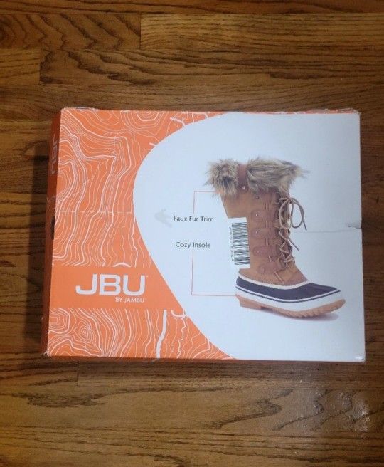 Brand New JBU JAMBU Bella Faux Fur Trim Cozy Duck Snow Rain Boots Tan