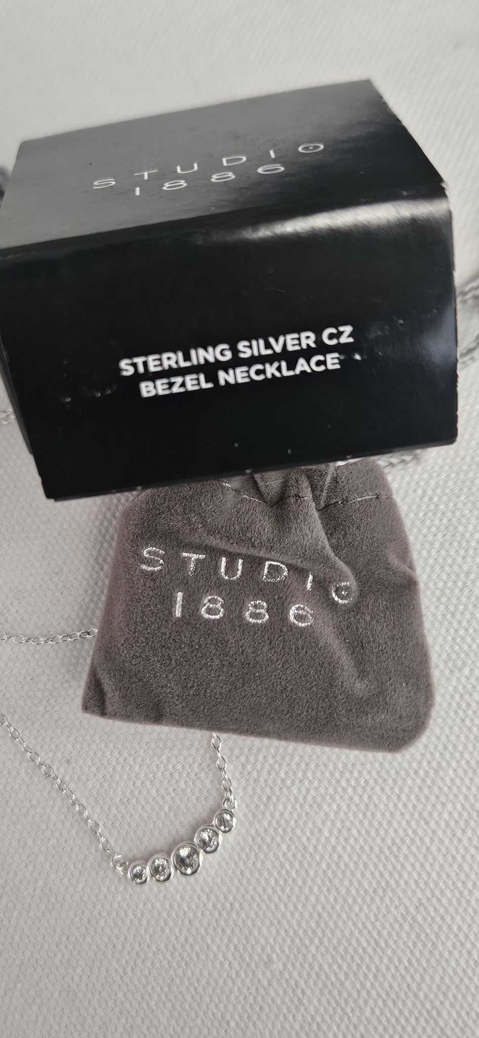 New Sterling Silver Necklace With CZ Stones 1886 Avon $5
